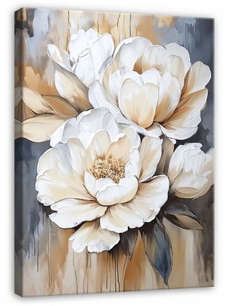 Obraz Na Płótnie Kwiaty Złoty Do Sypialni Salonu 40x60