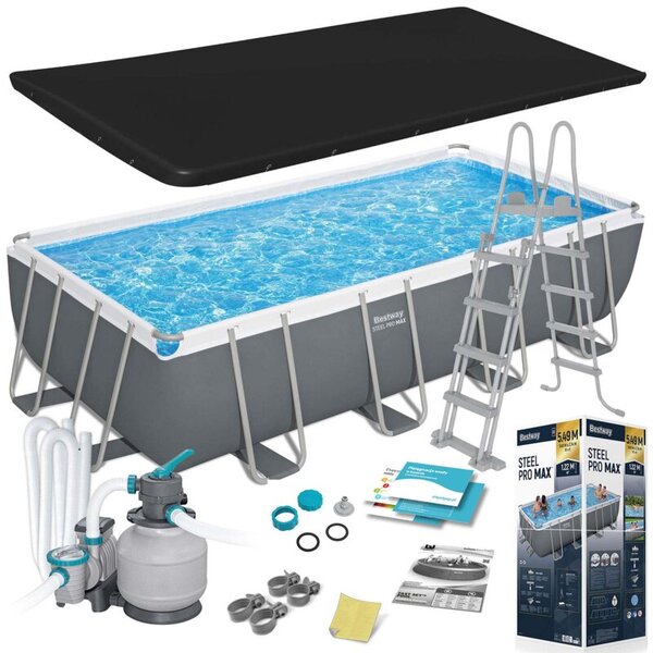 Basen stelażowy ogrodowy Bestway prostokątny 549x274x122 cm zestaw 11w1