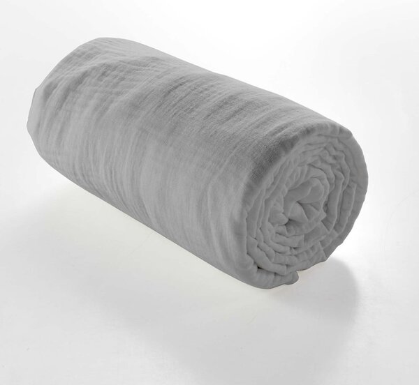 Szare prześcieradło muślinowe z gumką 160x200 cm Angelia – douceur d'intérieur