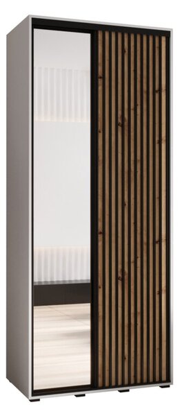 Szafa przesuwna wysoka Lanko 2 110, gł. 60 cm biały + artisan + czarny