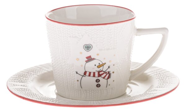 Biała porcelanowa filiżanka ze świątecznym motywem 110 ml Snowman – Dakls