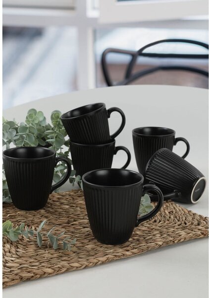 Czarne ceramiczne kubki zestaw 6 szt. 0.3 l – Hermia