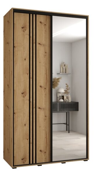 Szafa przesuwna wysoka Davos 7 140, gł. 60 cm artisan + artisan + czarny