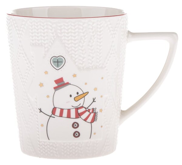 Biały porcelanowy kubek ze świątecznym motywem 380 ml Snowman – Dakls