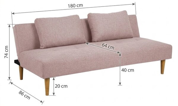 Różowa rozkładana sofa 180 cm Matylda – Bonami Essentials