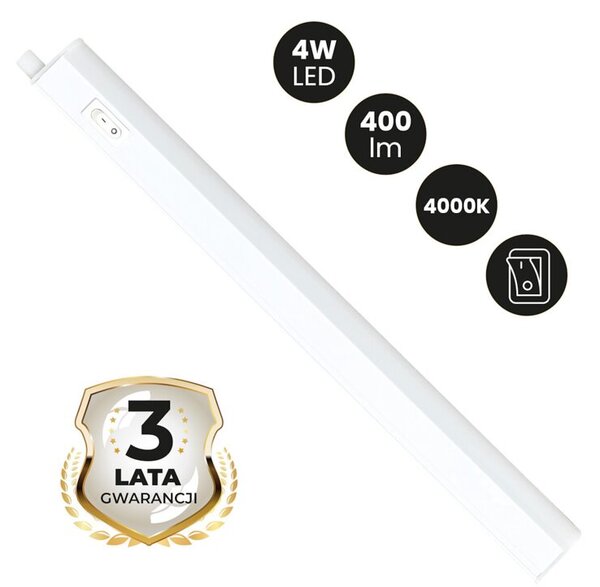 Lampka podszafkowa biała listwa 30 cm włącznik neutralna barwa LED 4W VITO Eko-Light