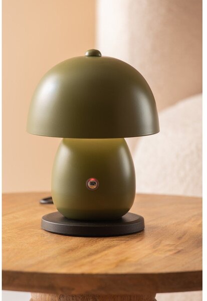 Ciemnozielona lampa stołowa LED z metalowym kloszem (wysokość 18 cm) Mono LED – Leitmotiv