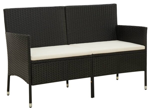 3-osobowa sofa ogrodowa z poduszką, czarna, polirattan