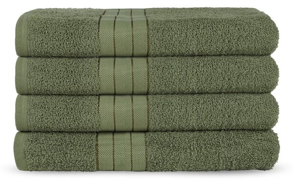 Ciemnozielone bawełniane ręczniki zestaw 4 szt. frotte 50x100 cm – Good Morning