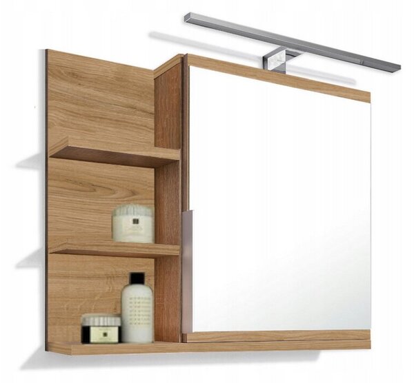 Szafka łazienkowa z lustrem i oświetleniem LED Better Home 60x50x14 cm Dąb craft złoty