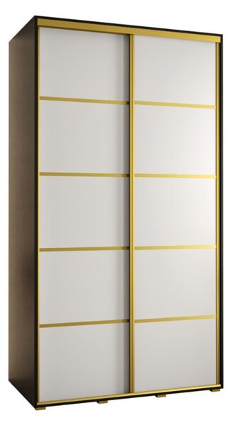 Szafa przesuwna wysoka Davos 4 140, gł. 45 cm czarny + biały + złoty