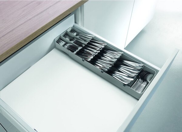 Szary plastikowy organizer na sztućce do szuflady 15 x 49 cm – Metaltex