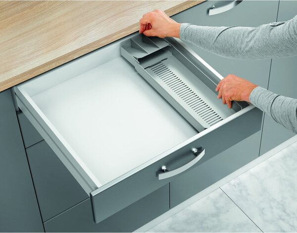 Szary plastikowy organizer na sztućce do szuflady 15 x 49 cm – Metaltex