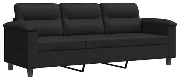 Sofa, 3-osobowa czarny, 180 cm, tapicerowana mikrofibrÄ