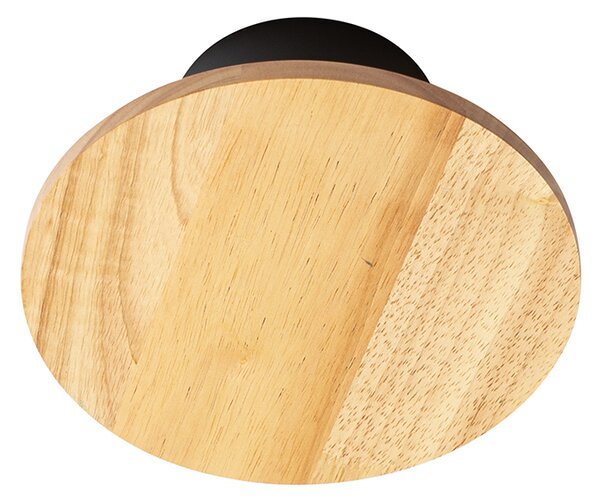 Rustykalna lampa ścienna okrągła z drewna - Pulley
