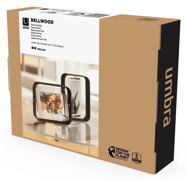 Ciemnobrązowa drewniana ramka stojąca 19x24 cm Bellwood – Umbra