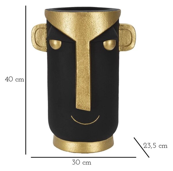 Wysoki wazon w czarno-złotym kolorze z żywicy polimerowej 40 cm Tribal – Mauro Ferretti