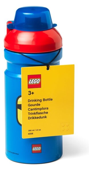 Niebieska butelka na wodę z czerwoną zakrętką LEGO® Iconic, 390 ml