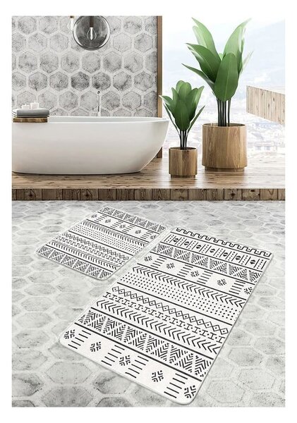 Czarno-białe dywaniki łazienkowe zestaw 2 szt. 60x100 cm – Mila Home