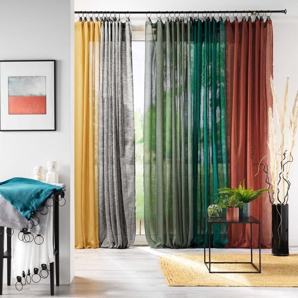 Żółta firanka z woalu 140x240 cm Linka – douceur d'intérieur