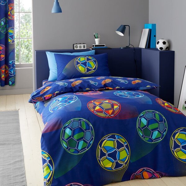 Niebieska pościel dziecięca dwuosobowa 200x200 cm Bright Football – Catherine Lansfield