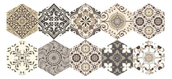 Zestaw 10 naklejek na podłogę Ambiance Floor Stickers Hexagons Luiza, 40x90 cm