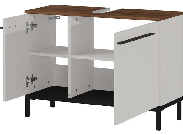 Szarobeżowa szafka pod umywalkę w dekorze orzecha 80x59 cm Yonkers – Germania