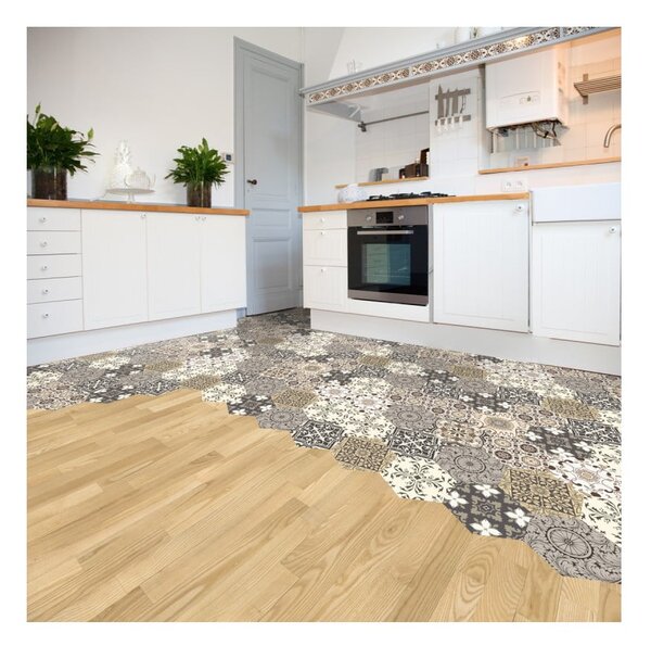 Zestaw 10 naklejek na podłogę Ambiance Floor Stickers Hexagons Luiza, 40x90 cm