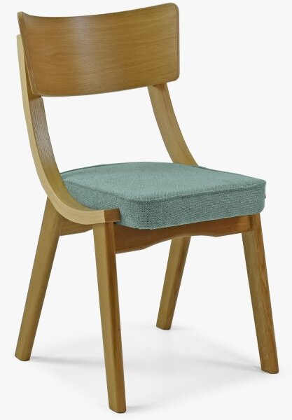 Krzesła do jadalni dębowe z miętową tapicerką Duran