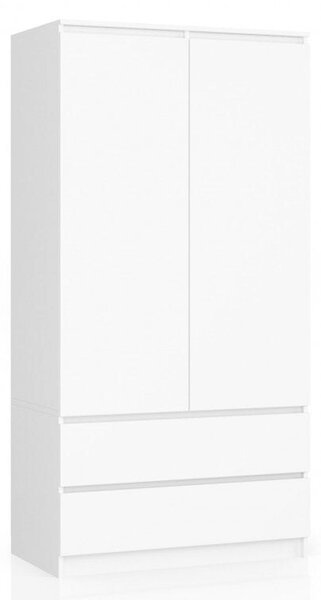 Szafa do sypialni, 2 szuflady, drzwi, DORMI, 90x51x180 cm, biel, mat | TYLETEGOTU