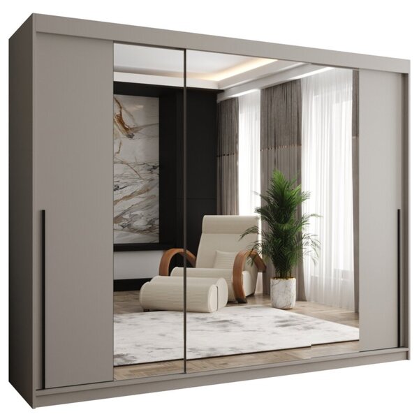 Szafa przesuwna z lustrem Garderoba SIMA T2 250 kaszmir + u. czarny