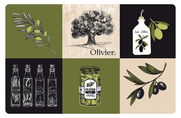 Mata stołowa 28.5x44 cm Olive – douceur d'intérieur