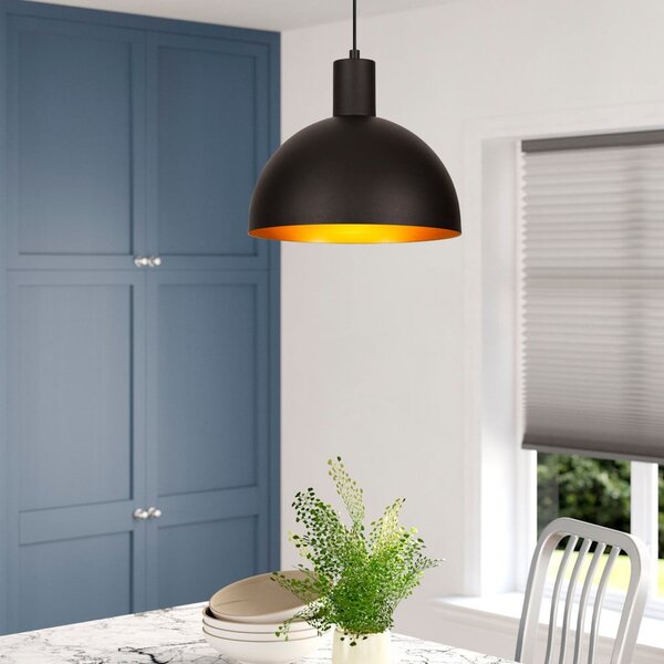 Czarna/w kolorze złota lampa wisząca z metalowym kloszem ø 30 cm Bakh – Opviq lights