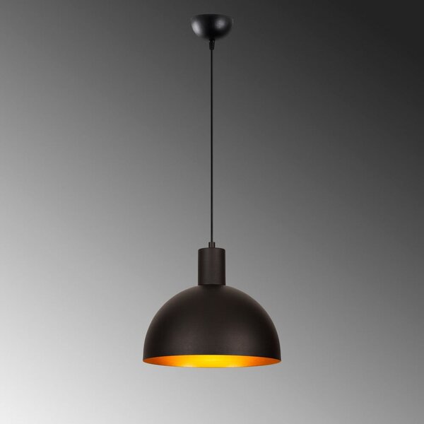 Czarna/w kolorze złota lampa wisząca z metalowym kloszem ø 30 cm Bakh – Opviq lights