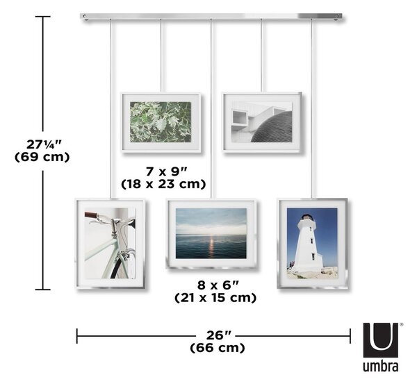 Metalowe ramki ścienne w kolorze srebra zestaw 5 szt. 66x69 cm Exhibit – Umbra