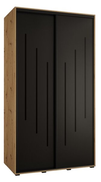 Szafa przesuwna wysoka Davos 8 140, gł. 60 cm artisan + czarny + czarny