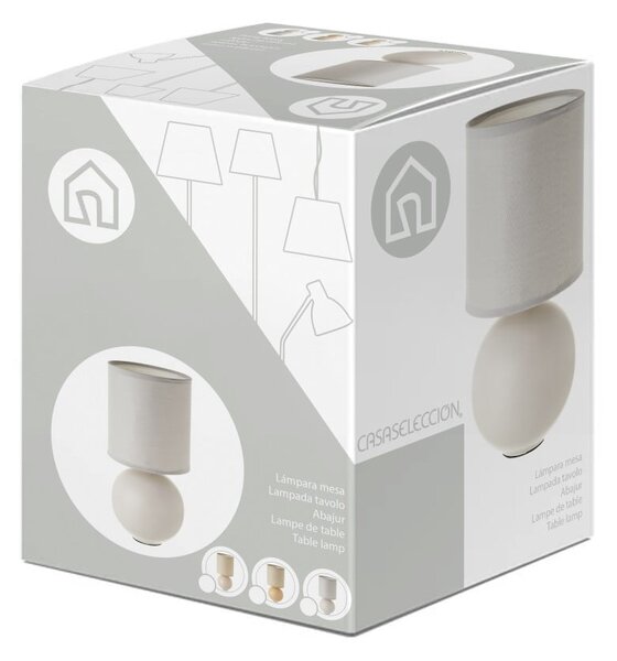 Beżowa ceramiczna lampa stołowa z tekstylnym kloszem (wys. 24,5 cm) – Casa Selección
