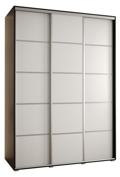 Szafa przesuwna wysoka Davos 4 180, gł. 60 cm czarny + biały + srebrny