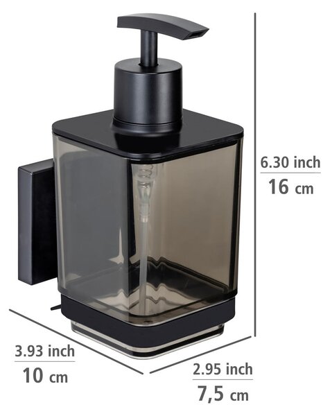 Czarny samoprzylepny plastikowy dozownik do mydła 340 ml Quadro – Wenko