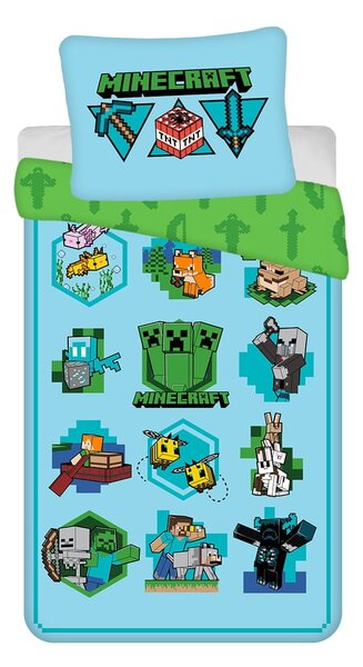 Bawełniana pościel dziecięca jednoosobowa 140x200 cm Minecraft – Jerry Fabrics