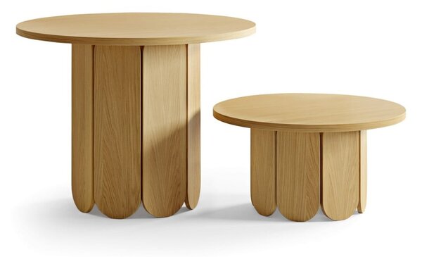 Naturalny okrągły stolik z blatem w dekorze dębu 78x78 cm Soft – Woodman
