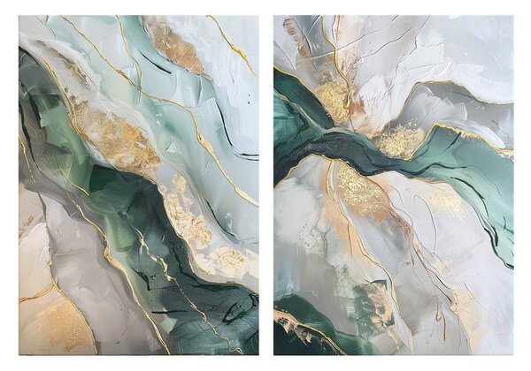 Obrazy z ręcznie malowanymi elementami zestaw 2 szt. 50x70 cm Aventurine – Styler