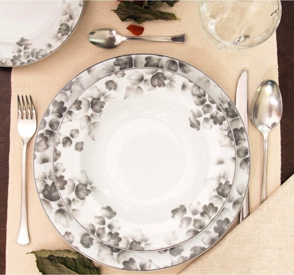 Biało-jasnoszare porcelanowe talerze zestaw 6 szt. deserowe ø 19 cm Foliage gray – Villa Altachiara