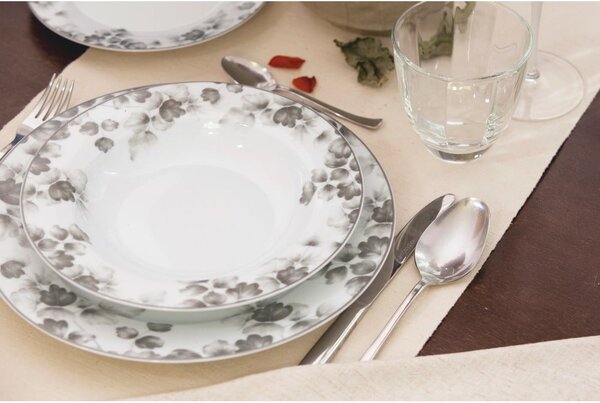 Biało-jasnoszare porcelanowe talerze zestaw 6 szt. deserowe ø 19 cm Foliage gray – Villa Altachiara