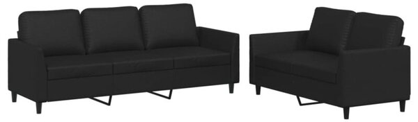 Sofa 2-osobowa z poduszkami, czarna, sztuczna skÃ³ra