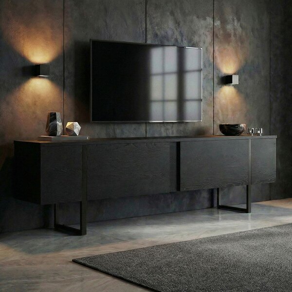 Czarna szafka pod TV 180x50x30 cm Onera – Kalune Design