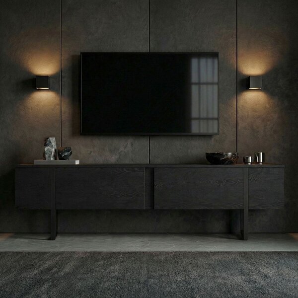 Czarna szafka pod TV 180x50x30 cm Onera – Kalune Design