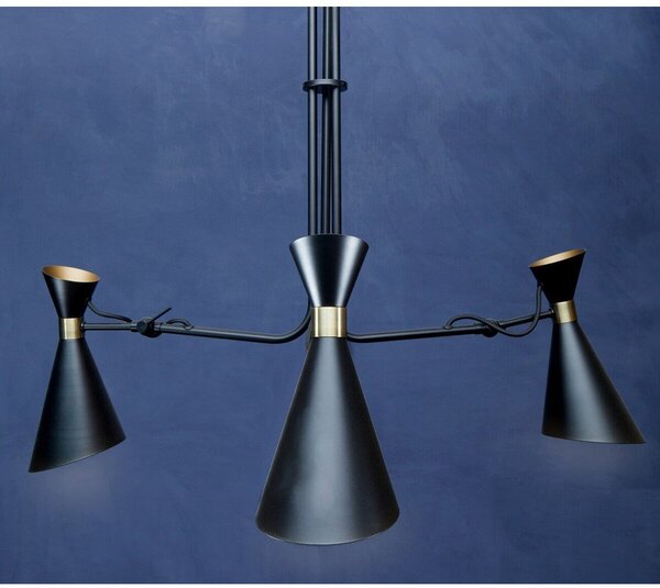Czarna/w kolorze złota metalowa lampa wisząca z metalowym kloszem Linox – Premier Housewares