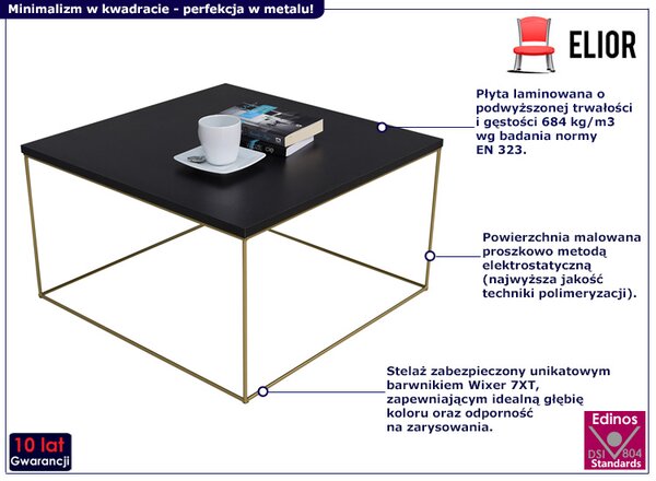 Druciany stolik kawowy z czarnym blatem L6-S48
