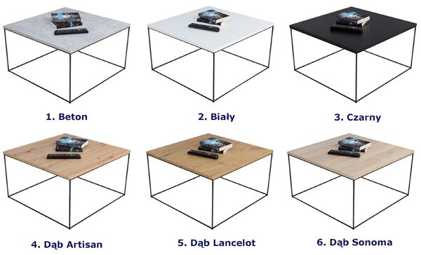 Kwadratowy stolik kawowy w stylu loft dąb lancelot D5-H93